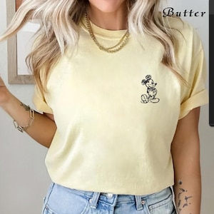 Embroidered Mickey Mouse Sketch T-shirt, Disney Shirt, Disneyland Gift, Family Matching Trip Shirt, Disney World Tee, Comfort Colors Tee