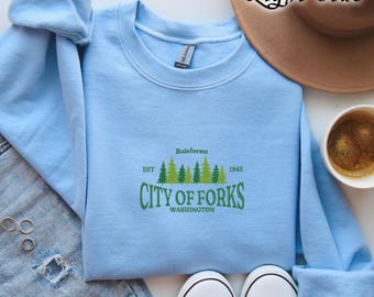 Embroidered City Of Forks Sweatshirt, City Of Forks Washington Sweater, City Of Forks Washington Sweater,City Of Forks Gift,Forks Washington