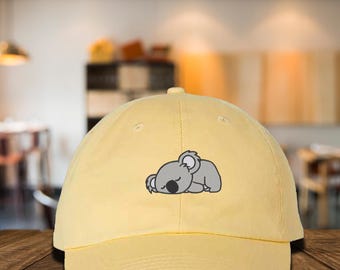 Embroidered Sleeping Koala Baseball Cap, Koala Lover Hat, Koala Bear Cap, Koala Kid Cap, Cute Koala Cap, Koala Mom Hat