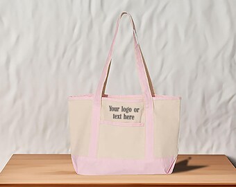 Embroidered Custom Your Logo Deluxe Tote Bag, Your Logo Or Text Here Bag, Custom Text Bag, Minimal Monogram Bag, Personalized Bag