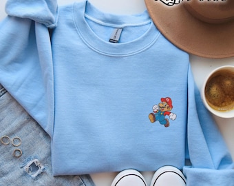 Embroidered Super Mario Sweatshirt, Super Mario Bowser Crewneck, Super Mario Nintendo World Sweater, Super Mario Character Sweatshirt