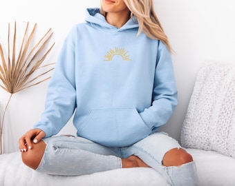 Sun Embroidered Hoodie, Summer Hoodie, Beach Hoodie, Sun Rays Hoodie, Sun Lover Hoodie, Bright Sunlight Hoodie, Sunshine Vibes Hoodie