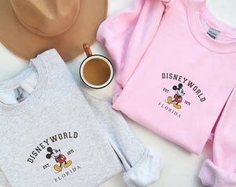 Embroidered DisneyWorld Florida Sweatshirt, DisneyWorld Est 1971 , Disney Vacation Crewneck, Mickey And Friends Sweater, Walt Disney Shirt