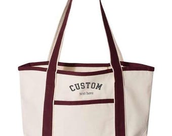 Embroidered Custom Text Deluxe Tote Bag, Minimal Monogram Bag, Your Text Here Bag, Custom Text Bag, Personalized Monogram Bag