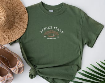 Embroidered Venice Italy T-Shirt, Gift for Travel Lover Shirt, Italian Fashion, Venice Architecture, Travel In Italy Shirt