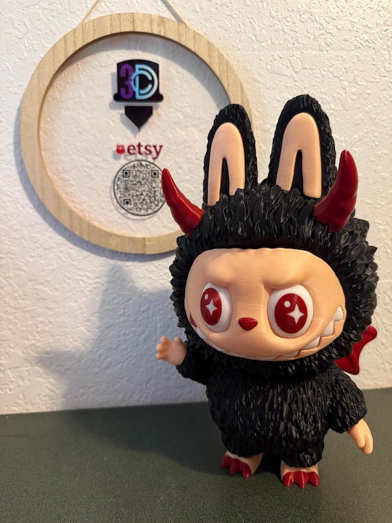 Devil Zimomo Labubu With Moving Eyes | 12” Tall 3D Printed