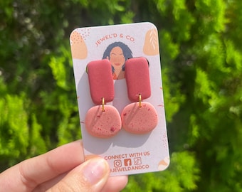 Rosado Color Block | Handmade Polymer Clay Earrings | Lightweight Modern Earrings | Pink Dangles | Minimalist Boho Jewelry | Gifts for Her