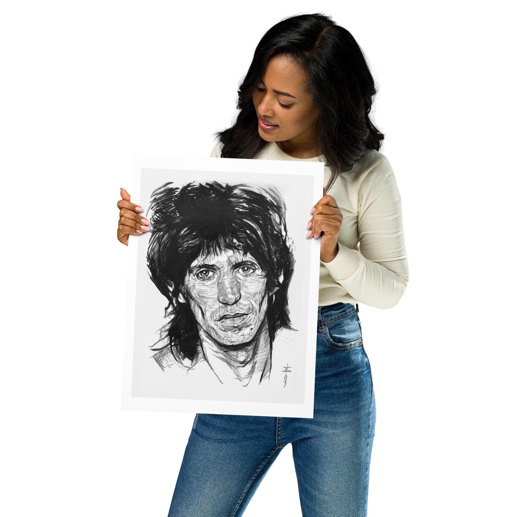 Keith Ink Keith Richards Ink Portrait Print, Rolling Stones Rock Art - Etsy