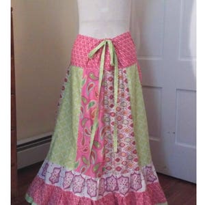 Girly Pinks Gathered Tiers Patchwork Maxi Skirt Bohemian image 5