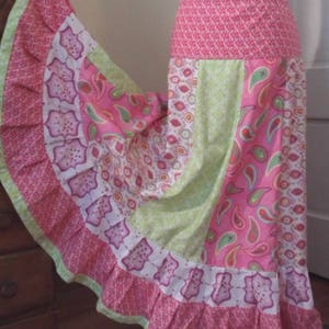 Girly Pinks Gathered Tiers Patchwork Maxi Skirt Bohemian image 1