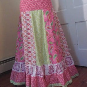 Girly Pinks Gathered Tiers Patchwork Maxi Skirt Bohemian image 3