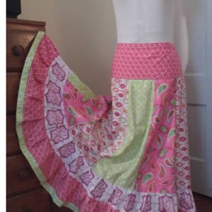 Girly Pinks Gathered Tiers Patchwork Maxi Skirt Bohemian image 4