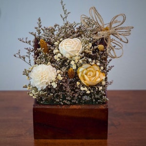 Sola Holz Blumenarrangement: Rustikale Box Herzstück, Boho Bauernhaus Dekor