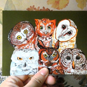 Owl art print, cute watercolor wall decor, art gift for nature lovers