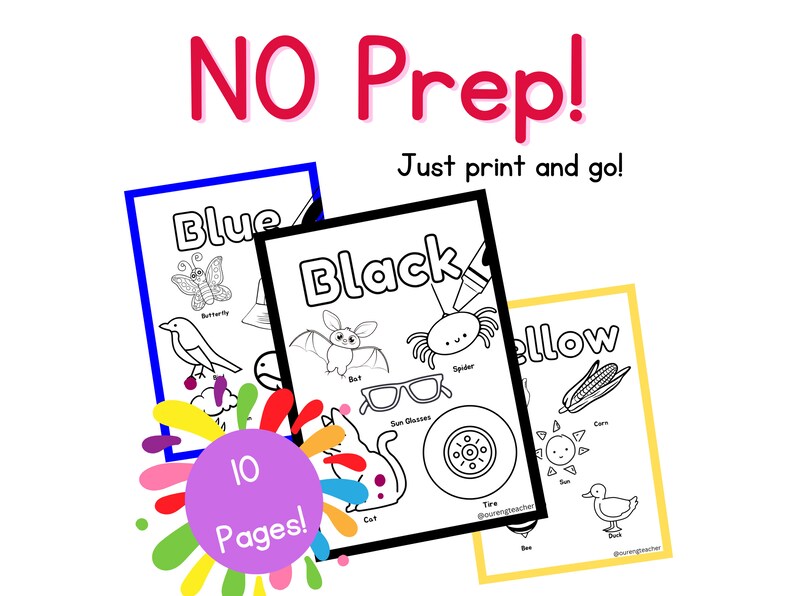 The Colors Book Colors Worksheet Set - Etsy