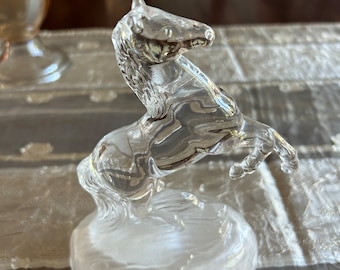 Vintage Cristal D’arques France Collectible Horse Paperweight in Crystal