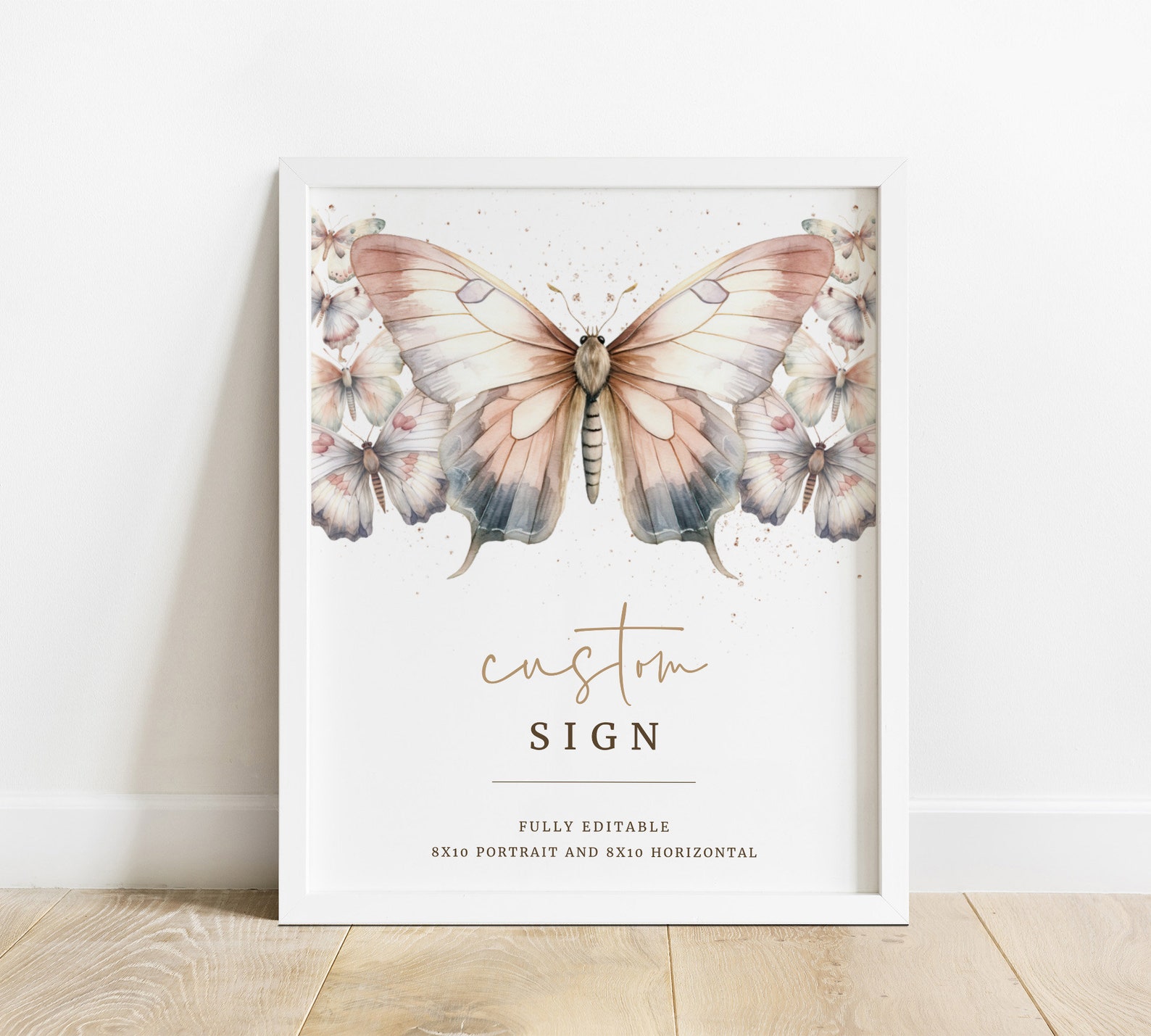 Butterfly Custom Editable Sign, Butterfly Birthday Sign 8x10, Brown ...