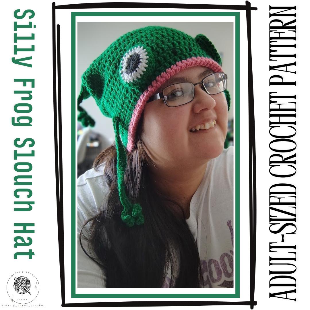 30 Frog Hat Crochet Patterns for Playful Animal Hats, Balaclavas, and Amigurumi Projects 3 Silly Frog Slouch Hat Pattern