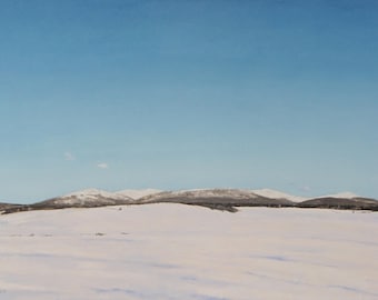 Large Painting, Landscape Painting, Oil Painting, Minimalist Painting, Winter Painting, Fournier " Winter At Mount Megantic " 24" x 36"