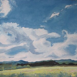 Landscape Painting, Original Painting, Cloud Painting, Sky Painting, Impressionist Painting, Small Oil Painting, Fournier, &quot;Moving Sky&quot; 8x10