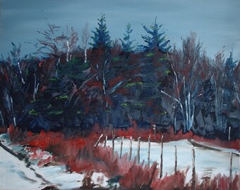 Large Painting, Oil Painting, Original Painting, Impressionist Painting, Landscape Painting, Winter Painting, Fournier, "By The Woods",24x30