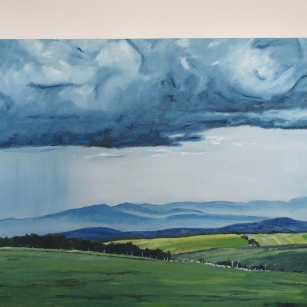 Large Painting, Original Painting, Landscape Painting, Oil Painting, Sheep Painting, Rain,  Fournier, "Its Time To Go Back Home", 24x36