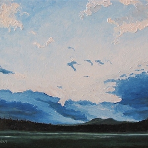 Original Painting, Landscape Painting, Oil Painting, Impressionist Painting, Cloud Painting, Sky Painting, Fournier, "Resting Clouds", 18x24