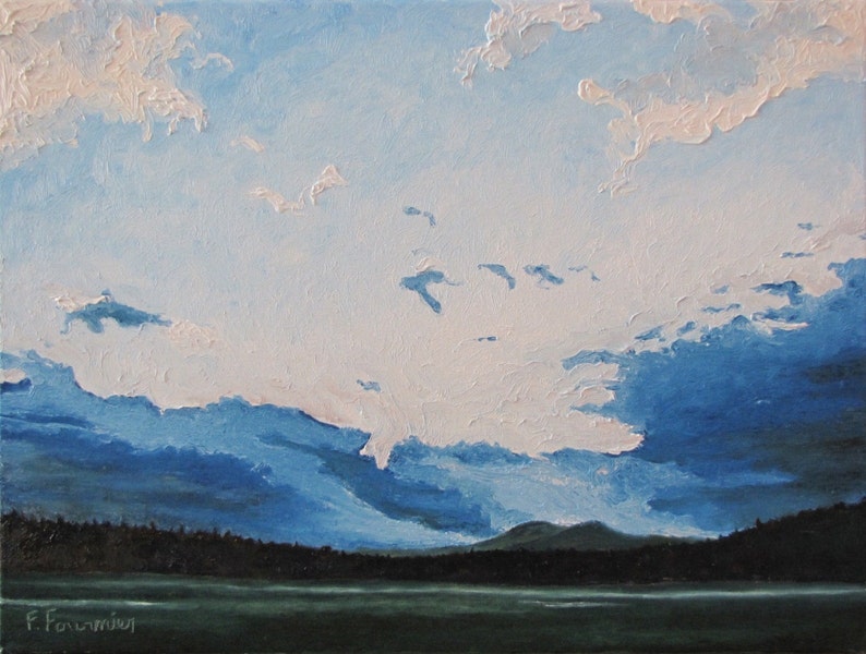Original Painting, Landscape Painting, Oil Painting, Impressionist Painting, Cloud Painting, Sky Painting, Fournier, Resting Clouds, 18x24 image 1