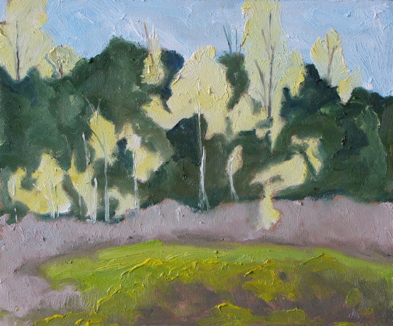 Small Painting, Original Painting, Landscape Painting, Tree Painting, Impressionist Painting, Pochade, Fournier, The Yellow Poplars, 10x12 image 1