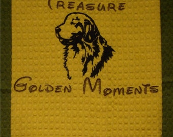Treasure Golden Moments - Tea Towel - Kitchen Towel - Dish Towel - Home Decor - Golden Retriever