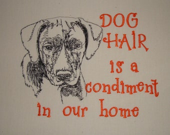 Dog Hair is a Condiment - Tea Towel - Kitchen Towel - Dish Towel - Home Decor - Breed Outline - Mixed Breed - Mountain Cur