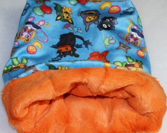 Ultimate Luxury Cuddle Hedgehog - Snuggle Sack- Pouch for Hedgehog - Whimsical print with coordinating Minky fur lining - 9"x9"