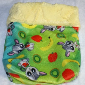 READY TO SHIP - Snuggle Sack w/ loops, Pouch for Sugar Glider  - 9&quot; x 9&quot; - Exclusive ChillyPaws design - Banana hide cuddle lining.