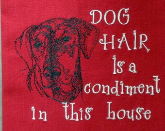 Dog Hair is a Condiment - Tea Towel - Kitchen Towel - Dish Towel - Home Decor - Breed Outline - Lab Mix