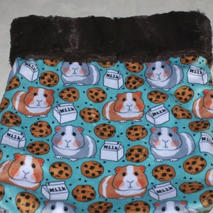 Guinea Pigs - Snuggle Sack- Pouch for Guinea Pigs - Whimsical Piggy Print with coordinating Minky fur lining - 11&quot;x12&quot;