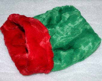 READY TO SHIP -  Red and Green Snuggle Sack - 9" x 9"