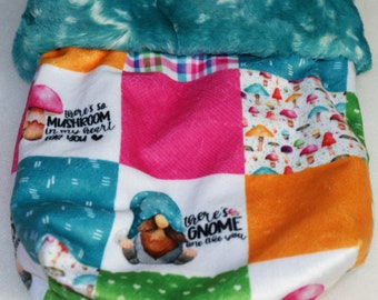 Ultimate Luxury Cuddle Guinea Pig, Snuggle Sack, Pouch for Hedgehog, Whimsical print with coordinating Minky fur lining - 11" x 12"