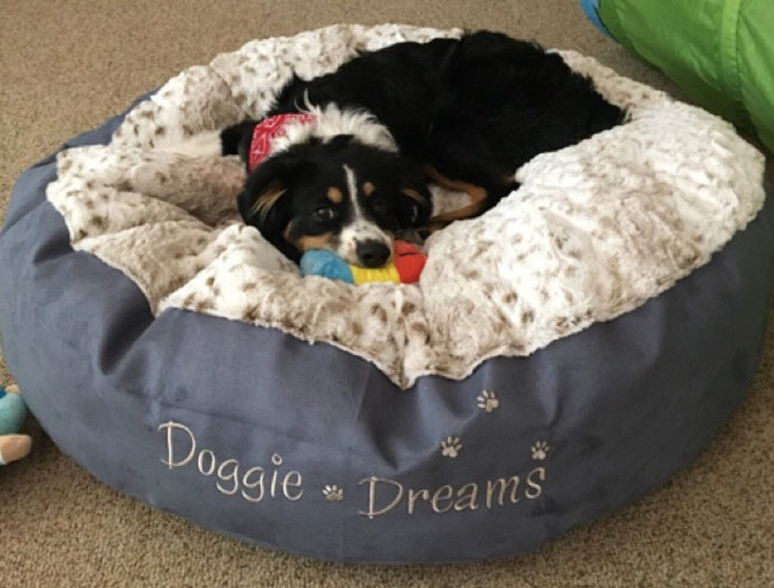 Dog Bed 25 Round Bed PUL Liner Embroidered Etsy