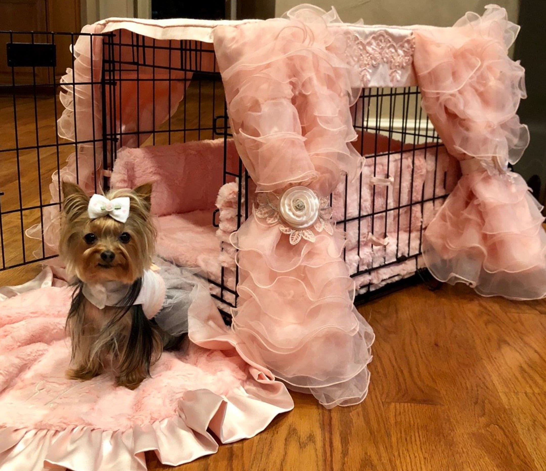 Luxury Dog Crate Cover Ruffles Silk and Satin Crate Cover Etsy