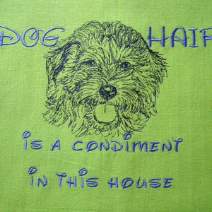 Goldendoodle - Embroidered Towel -Dog Hair is a Condiment - Tea Towel - Kitchen Towel - Dish Towel - Home Decor - Goldendoodle