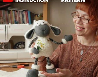 Patrón PDF: Cordero de pie (40 cm/15,7 pulgadas) con brazos y piernas móviles