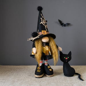 Patrón de costura de la bruja gnomo Lucy y el gato negro (PDF)