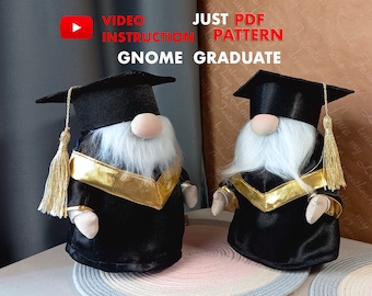 Patrón de gnomo graduado en pdf, gnomo escandinavo en un gnomo con gorra de conglomerado, hecho a mano DIY + tutorial de vídeo gratuito