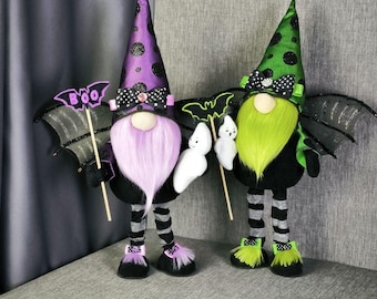 Bat Gnome PDF Pattern: Halloween Scandinavian Gnome (19 inch) + Video Tutorial