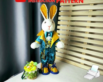 Easter Bunny Sewing Pattern: Elegant Outfit, Egg Basket (PDF Pattern)