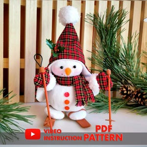 Piccolo pupazzo di neve gnomo modello pdf gnomo Natale PDF gnomo scandinavo fai da te fatto a mano + video tutorial gratuito regalo di Natale, inverno