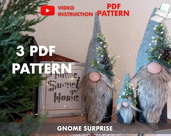 Surprise Gnome Sewing Pattern: Winter Christmas Scandinavian Gnomes (PDF Pattern)