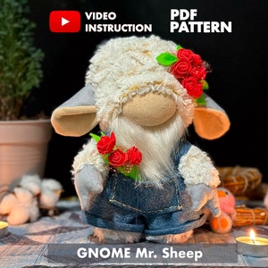 Wonderful Sheep costume gnome pattern pdf gnome  PDF scandinavian spring  gnome flower gnome DIY HandMade + free video tutorial