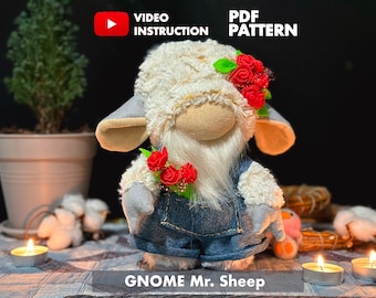 Wonderful Sheep costume gnome pattern pdf gnome  PDF scandinavian spring  gnome flower gnome DIY HandMade + free video tutorial