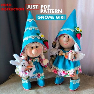 girl gnome pattern pdf gnome  PDF scandinavian   gnome flower gnome DIY HandMade + free video tutorial
